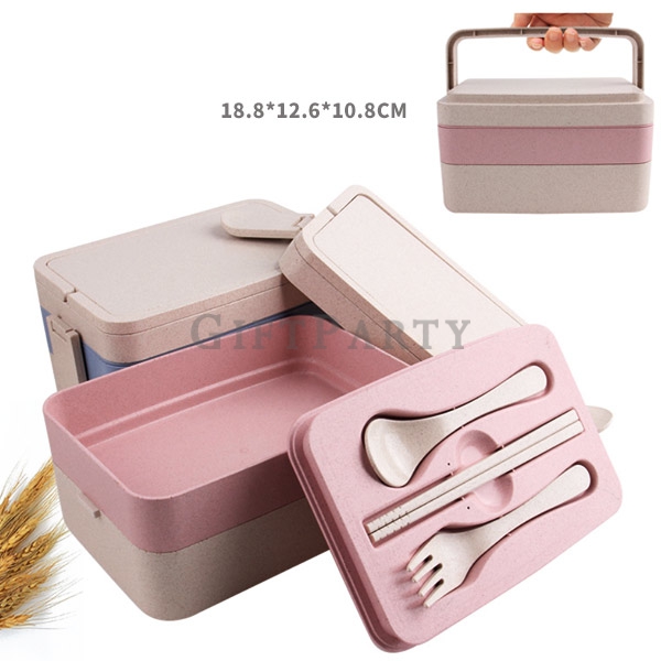 GP2340948Q0710-禮品環保小麥秸秆餐盒日式便當盒可微波三層飯盒2