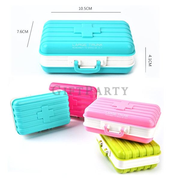 Colorful plastic mini medicine  kit 6 compartment suitcase pill box,旅行箱藥盒分格藥盒6格藥盒2