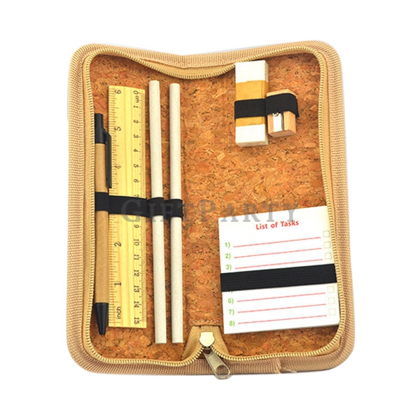 Multifunctional water pine stationery bag set,多功能水松木文具包套裝