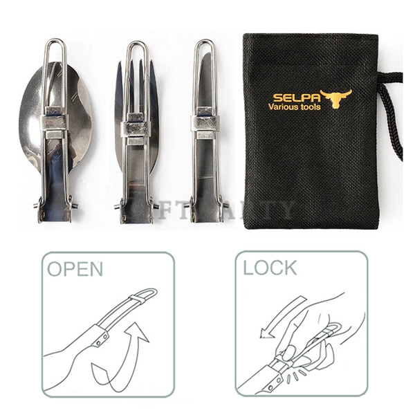 戶外禮品,客製化贈品,紀念品-不鏽鋼可折疊三件式餐具組