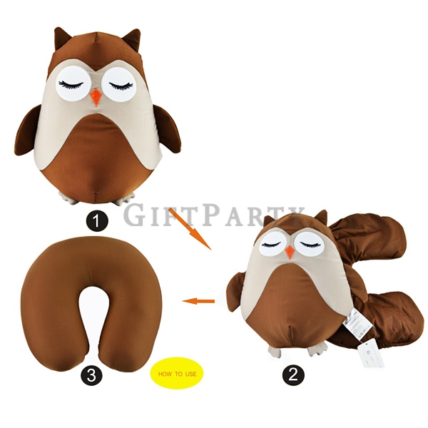 貓頭鷹枕,絨毛公仔,二合一u型枕,百貨公司贈品,授權贈品,禮品,贈品,禮贈品,紀念品,動物u型枕,2in1動物U型枕