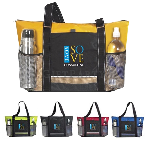 Hold 24 Cans Icy Bright Nylon Cooler Tote Bag-大保冷袋購物袋