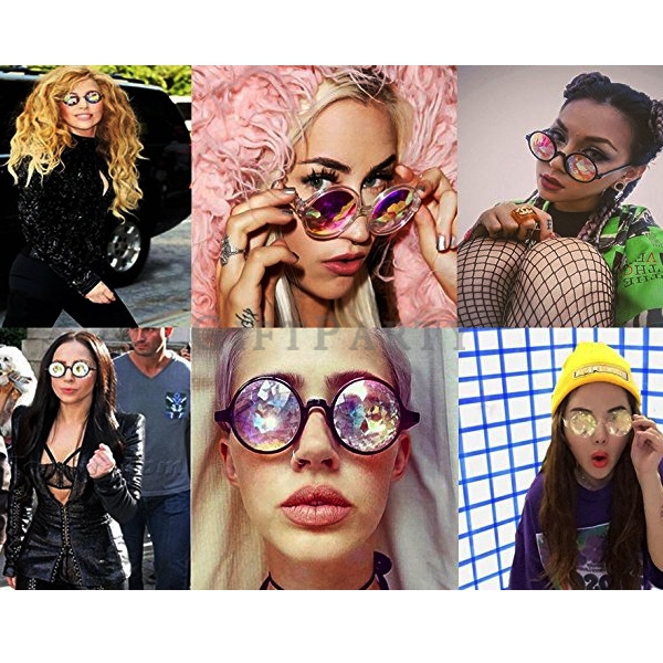 Prismatic Faceted Kaleidoscope Glass Lens  Cool Party Sunglasses,萬花筒眼鏡,彩虹棱鏡鏡片,時尚派對眼鏡,VOGUE贈品,百貨贈品,電音