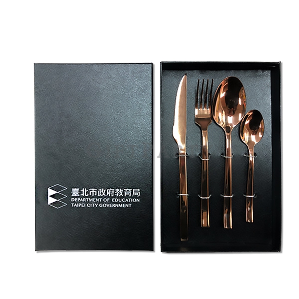 Stainless steel western tableware set,玫瑰金刀叉匙四件組,學校禮品,客製餐具組,股東會紀念品,股東會贈品,銀行贈品,百貨禮品,禮品,