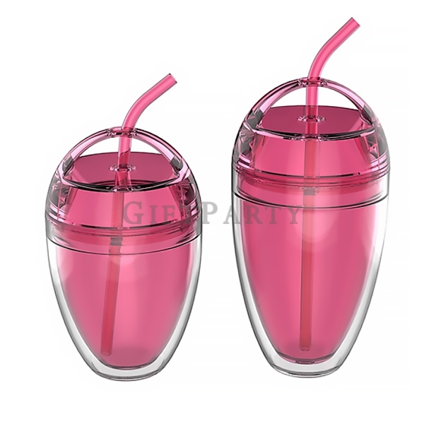 Advertising gifts, gift gifts, souvenir customization, car gifts-雙層塑料蛋型杯帶吸管,吸管杯,星巴克杯,客製新型塑料杯,禮品,贈品,V
