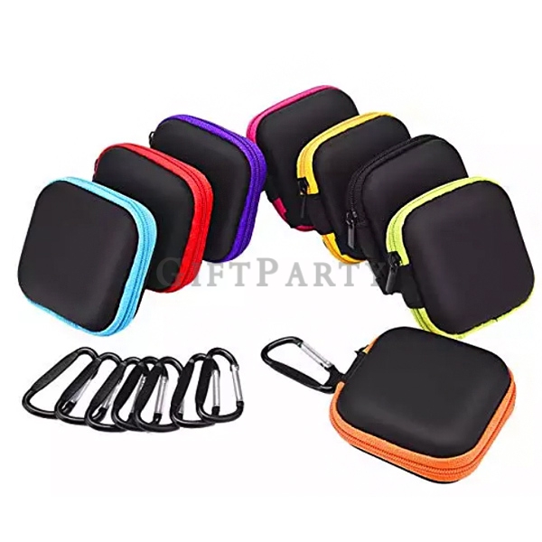 Eva square headphone storage bag with carabiner,耳機收納包,eva小收納包,禮品,文教贈品,兒童贈品,方形耳機收納包登山扣款,Advertising g