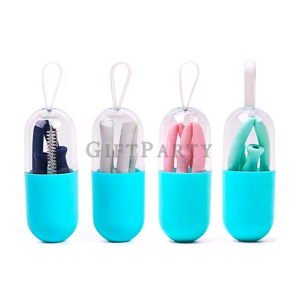 Eco Friendly Silicone  Collapsible Straws With Case,矽膠吸管,禮品,環保禮品,贈品,股東會贈品,硅膠折疊吸管膠囊盒,Advertising gift