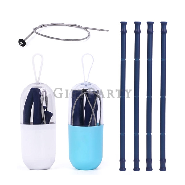 Eco Friendly Silicone  Collapsible Straws With Case,矽膠吸管,禮品,環保禮品,贈品,股東會贈品,硅膠折疊吸管膠囊盒,Advertising gift