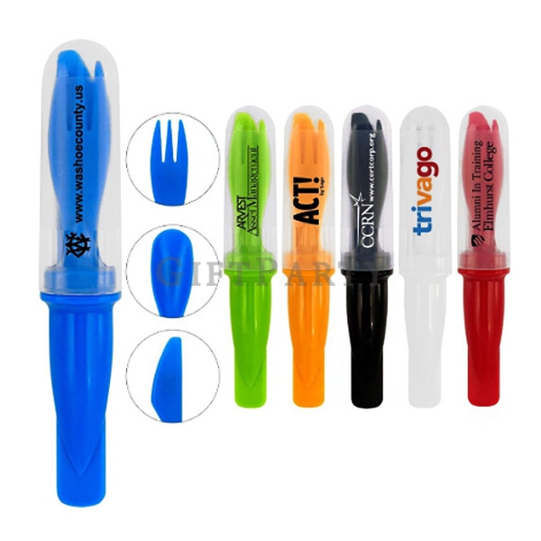 3in1 combined tableware kit fork knife spoon holder travel ,便攜餐具,客製化餐具,環保餐具,廣告贈品,企業禮品,塑料餐具