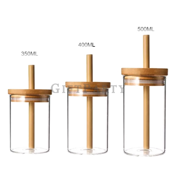 Bamboo cover glass bottle with thick straw,環保杯,珍珠奶茶環保杯,設計禮品,玻璃杯帶吸粗吸管,竹蓋玻璃瓶帶粗吸管