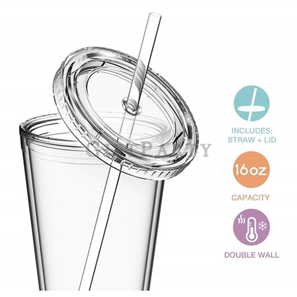 BPA Free Tritan 16oz Plastic Double Wall Tumbler Cup With lid and straw,環保杯,塑料吸管杯,星巴克吸管杯,星巴克杯,塑料TRIT