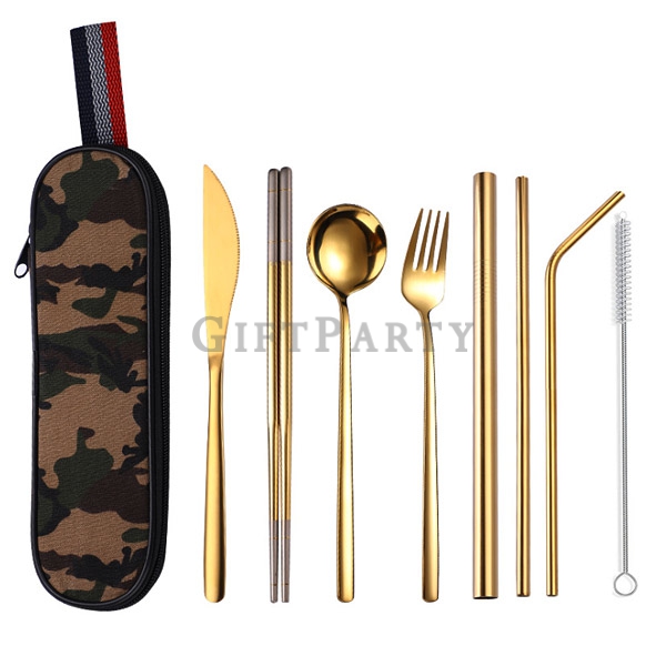 Gold stainless steel cutlery set 8-piece,金色不鏽鋼餐具組8件套2
