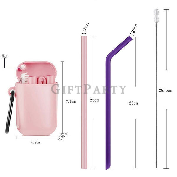 Silicone Folding Straw Carabiner Magnetic Buckle Box,矽膠折疊吸管登山扣磁扣盒