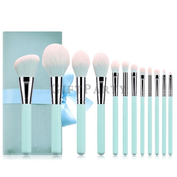 High Quality Gift packaging Light Blue Makeup Brush Set,淺藍綠色化妝刷具12件組,Tiffany藍刷具組,