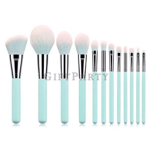 High Quality Gift packaging Light Blue Makeup Brush Set,淺藍綠色化妝刷具12件組,Tiffany藍刷具組,