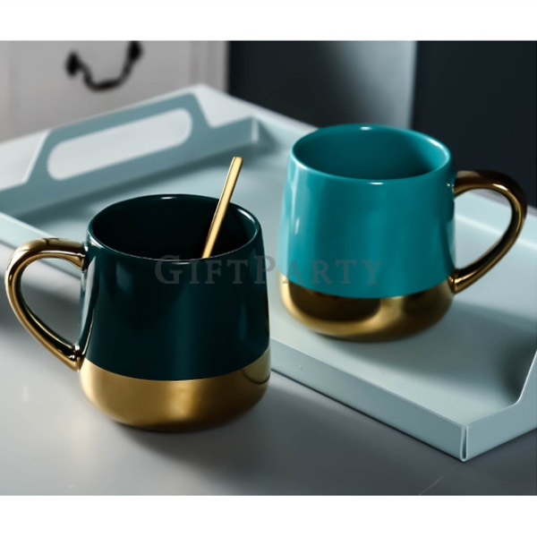 Coffee Ceramic Mug with gold edge,Custom logo mug, gold rim ceramic coffee mug, European luxury gold
