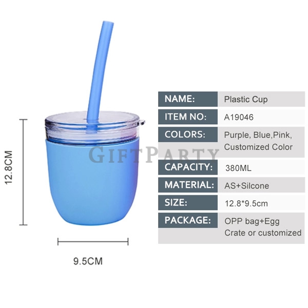G12oz bpa free  silicone water bottle with lid,AS塑料杯+矽膠吸管,Advertising gifts, promotional gifts, cust