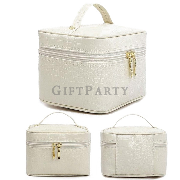 Square leather crocodile pattern cosmetic bag,方型皮革鱷魚紋化妝包5