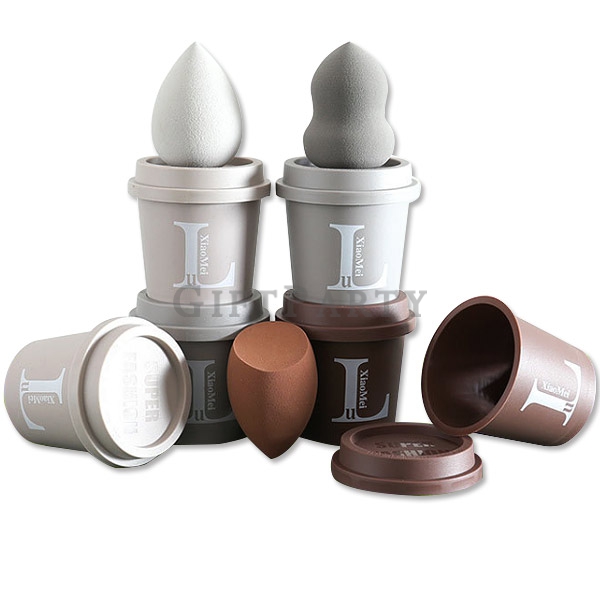 Beauty Makeup Sponge Egg in coffee cup Shape Package Box ,美妝蛋咖啡杯非乳膠