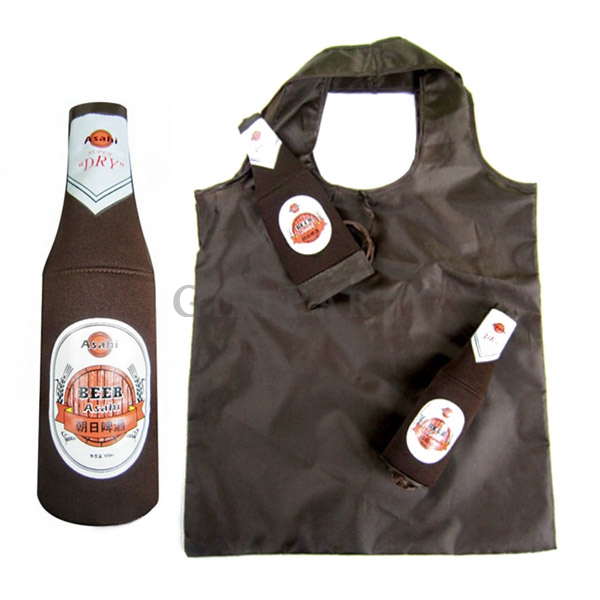Bottle shape folding shopping bag,酒瓶型環保袋定制Bottle shape folding shopping bag,Beer giveaway, Advertisi