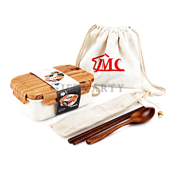 Lunch box Wood grain bento box with tableware with bag,客製餐盒,精品禮品,高品質禮品,木蓋不鏽鋼餐盒餐具套裝