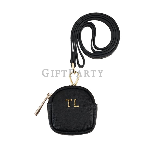 Leather earphone bag with lanyard leather coin purse,時尚禮品,prada耳機包,定制耳機包,皮革耳機袋配掛繩零錢包
