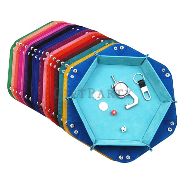PU leather hexagonal storage tray flannel storage tray dice tray,PU皮革六角置物盤收納盤5