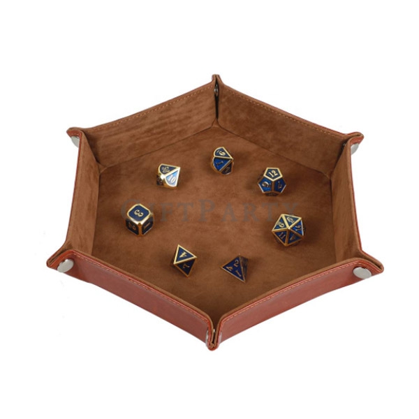 PU leather hexagonal storage tray flannel storage tray dice tray,PU皮革六角置物盤收納盤5