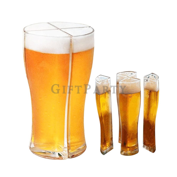4 in 1 plastic beer cup party beer divider,啤酒贈品,啤酒禮品,啤酒紀念品,四合一塑料啤酒杯