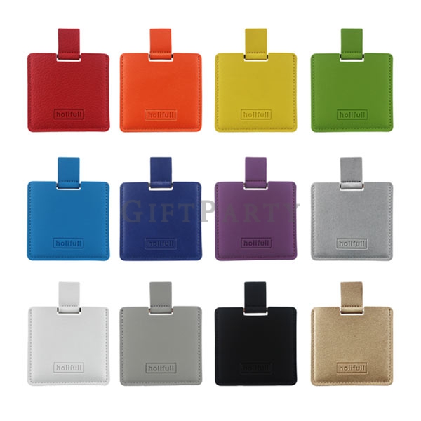 Square shape pu leather metal mirror pouch,化妝品贈品,彩妝贈品,企業禮品,品牌贈品,小鏡子,方形皮革鏡附皮套