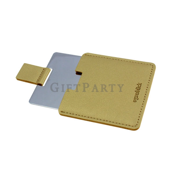 Square shape pu leather metal mirror pouch,化妝品贈品,彩妝贈品,企業禮品,品牌贈品,小鏡子,方形皮革鏡附皮套
