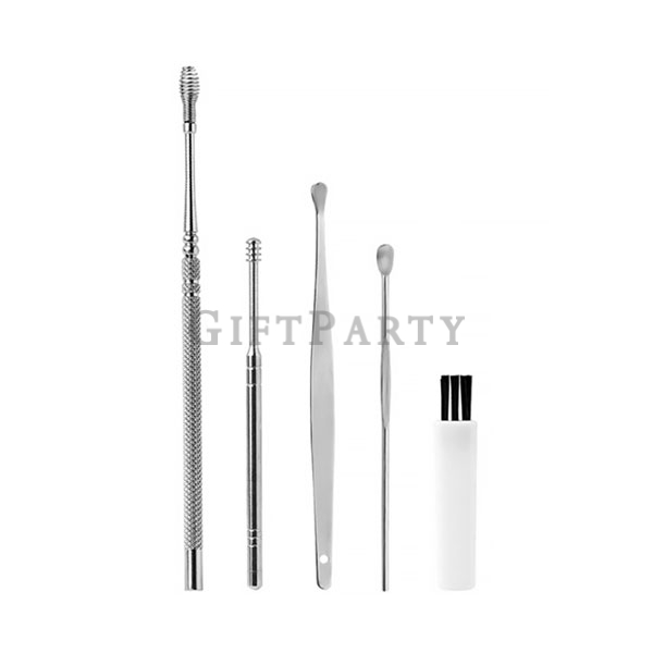 Stainless steel 6pcs earwax spoon removal kit cleaner,不鏽鋼淘耳組,婆婆媽媽贈品,實用贈品,