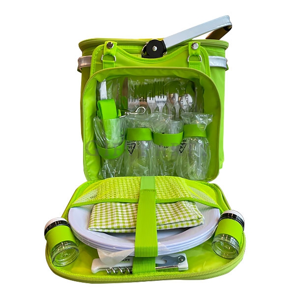 Aluminum frame portable picnic basket,野餐籃,鋁框手提保溫野餐籃可拆子母包帶餐具