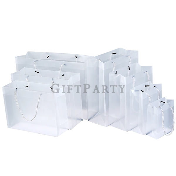 Custom transparent plastic shopping bag pp,PP透明磨砂手提袋