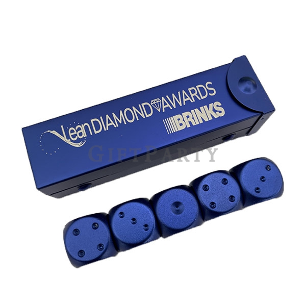 Aluminum alloy dice,鋁合金骰子組5顆,啤酒贈品,