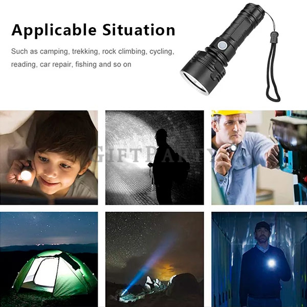 r Waterproof USB Rechargeable High Lumen Super Bright Aluminum Alloy XHP70 LED Torch Ligh,-超亮P70手電筒户