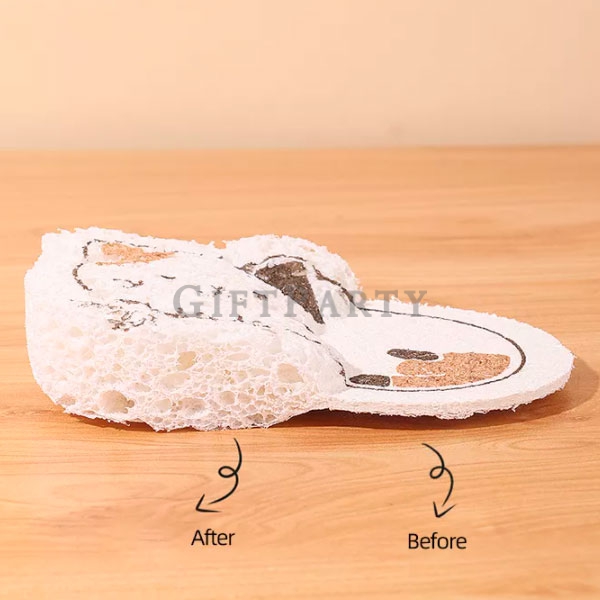 Printing Compression Wood Pulp Sponge,Water Absorption Expansion Dishwashing Sponge Cloth,印花壓縮木漿海綿吸水