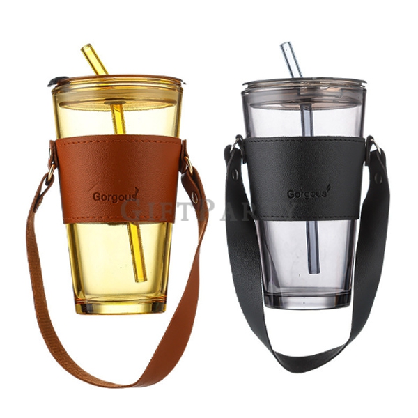 Glass coffee cup with straw,玻璃杯,玻璃吸管杯咖啡杯帶玻璃吸管杯,客製玻璃杯,咖啡杯,飲品贈品,生活禮品,環保杯具