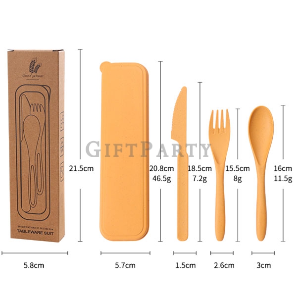 Wheat tableware set,環保贈品,環保餐具,廣告贈品,麥餐具組刀叉匙