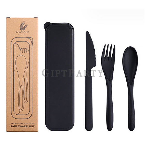 黑色餐具組,潮牌贈品,禮品,贈品公司小麥餐具組刀叉匙