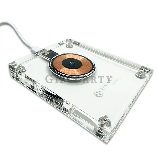 無線充電盤訂製,發光LOGO充電器,透明充電盤,15W快充贈品,科技禮品,台灣大哥大贈品