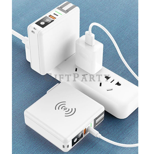 帶插頭行動電源,自帶插頭帶線10000mAh快充行動電源美歐英規套裝