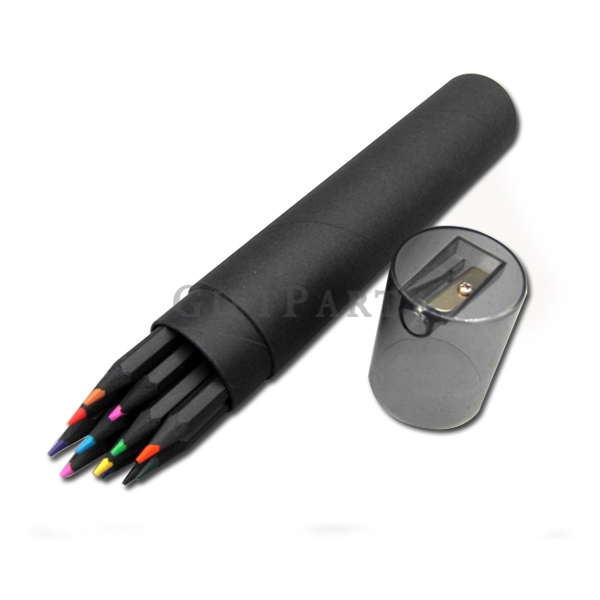 兒童節禮品,廣告贈品-12色黑木色鉛筆(紙筒裝)定制logo