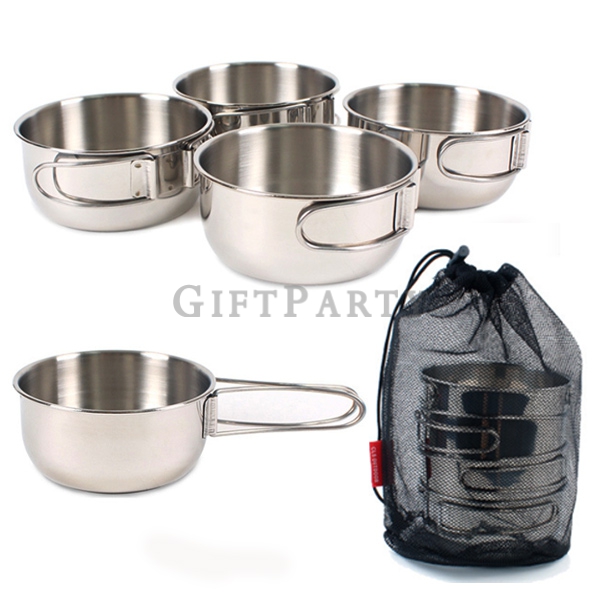 野餐炊具,戶外禮品,露營餐具,禮品-500ml小鋼碗野營登山野餐组合餐具
