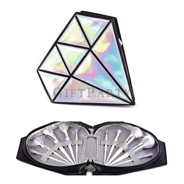 少女品牌贈品,日本禮品,百貨贈品,彩妝禮品,IG爆紅禮品,時尚禮品,鑽石刷具包+螺旋獨角獸刷具十件組,Unicorn handle makeup brush set with Diamond sha