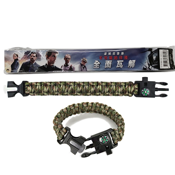 New Camping Hiking Climbing Paracord Bracelet Outdoor Survival Gear Kit Whistle Lifesaving Braided R