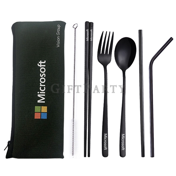 304 Stainless Steel Straw Tableware With Cloth Bag,Stainless steel cutlery set,企業贈品,時尚餐具,福委會禮品,高品質禮