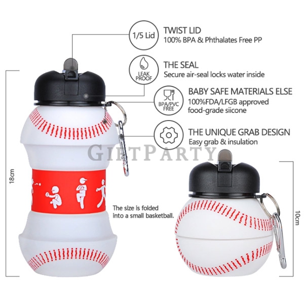 Silicone baseball shape telescopic kettle,棒球造型伸縮水壺,棒球禮品,棒球紀念品,棒球贈品, Baseball kettle,職棒週邊紀念品