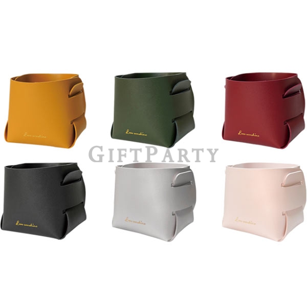 Leather Mini Storage Basket Foldable Desktop ,皮革小置物籃筆筒,Advertising gifts, corporate gifts, high-qua