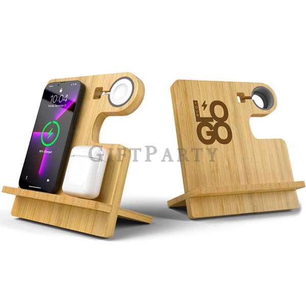 3in1 Bamboo Wireless Charging Stand三合一竹製無線充電座4